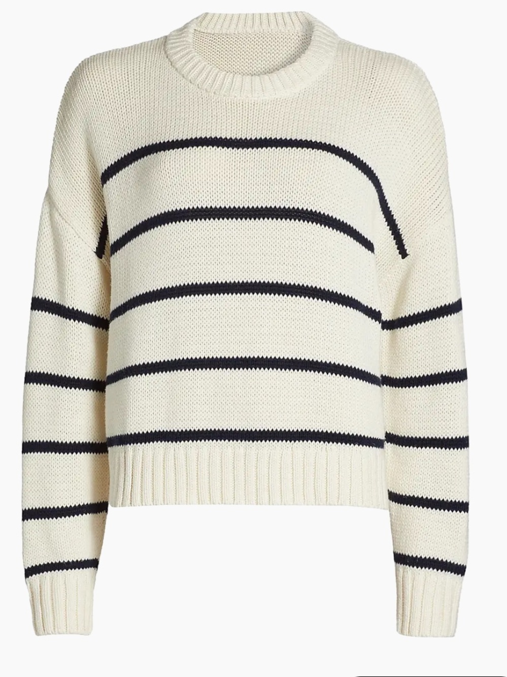 Jenni Kayne Chloe Cotton Crewneck Sweater in Ivory with Navy Stripes